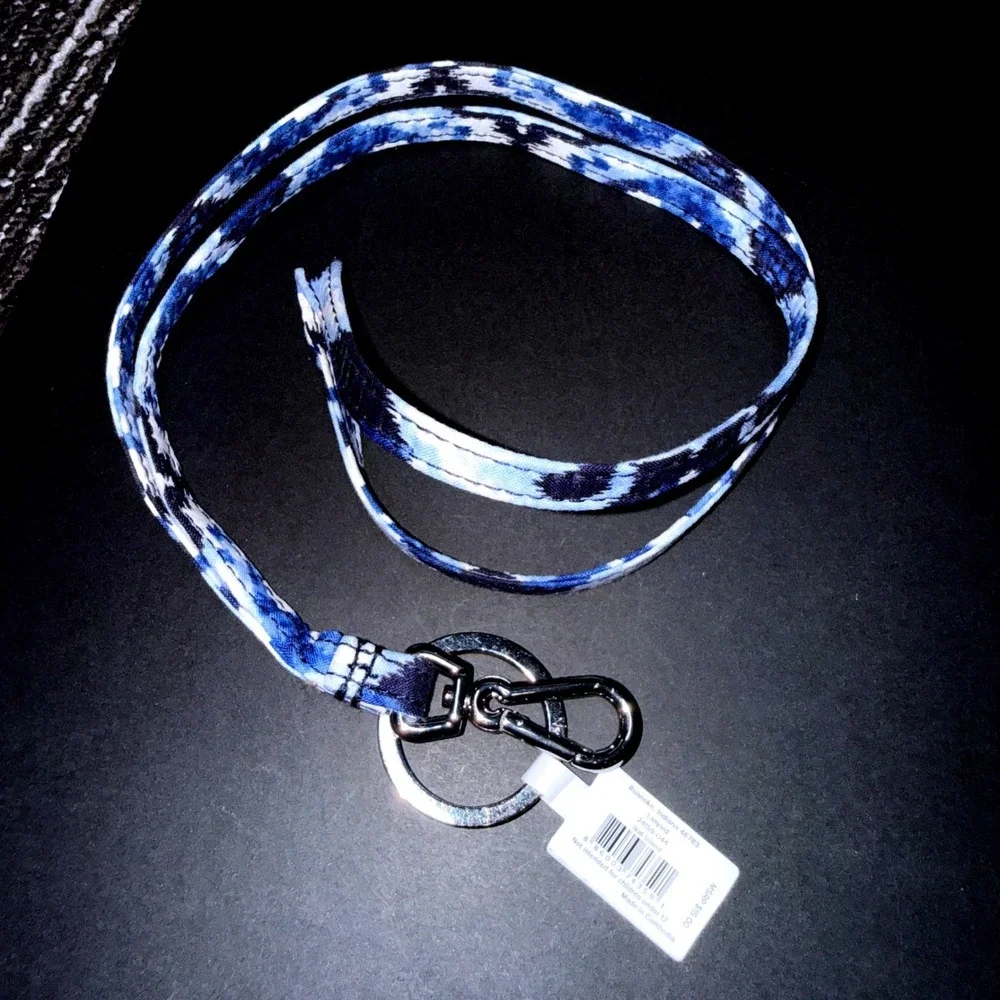 Vera Bradley Lanyard Women Blue Ikat Island NEW Key ID Holder Strap